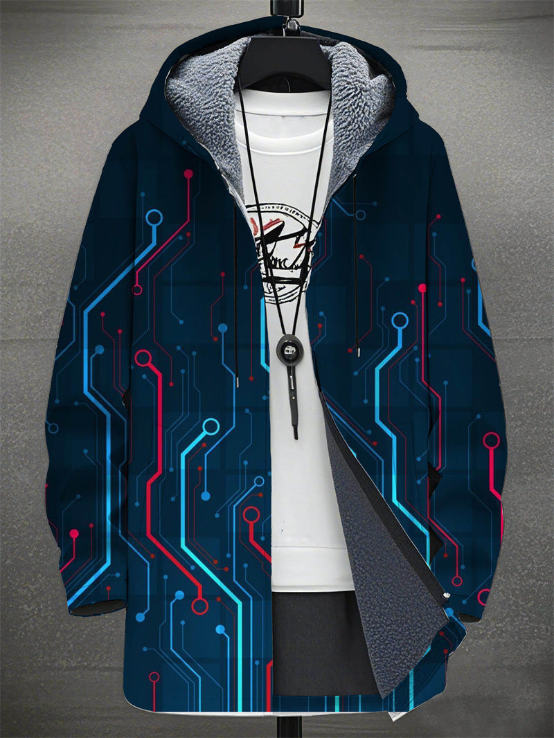 Digital Printing Plus Velvet Men's Casual Jacket
