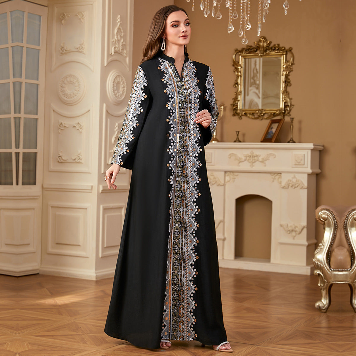 Middle East Dubai Arab Embroidery Stitching Dress