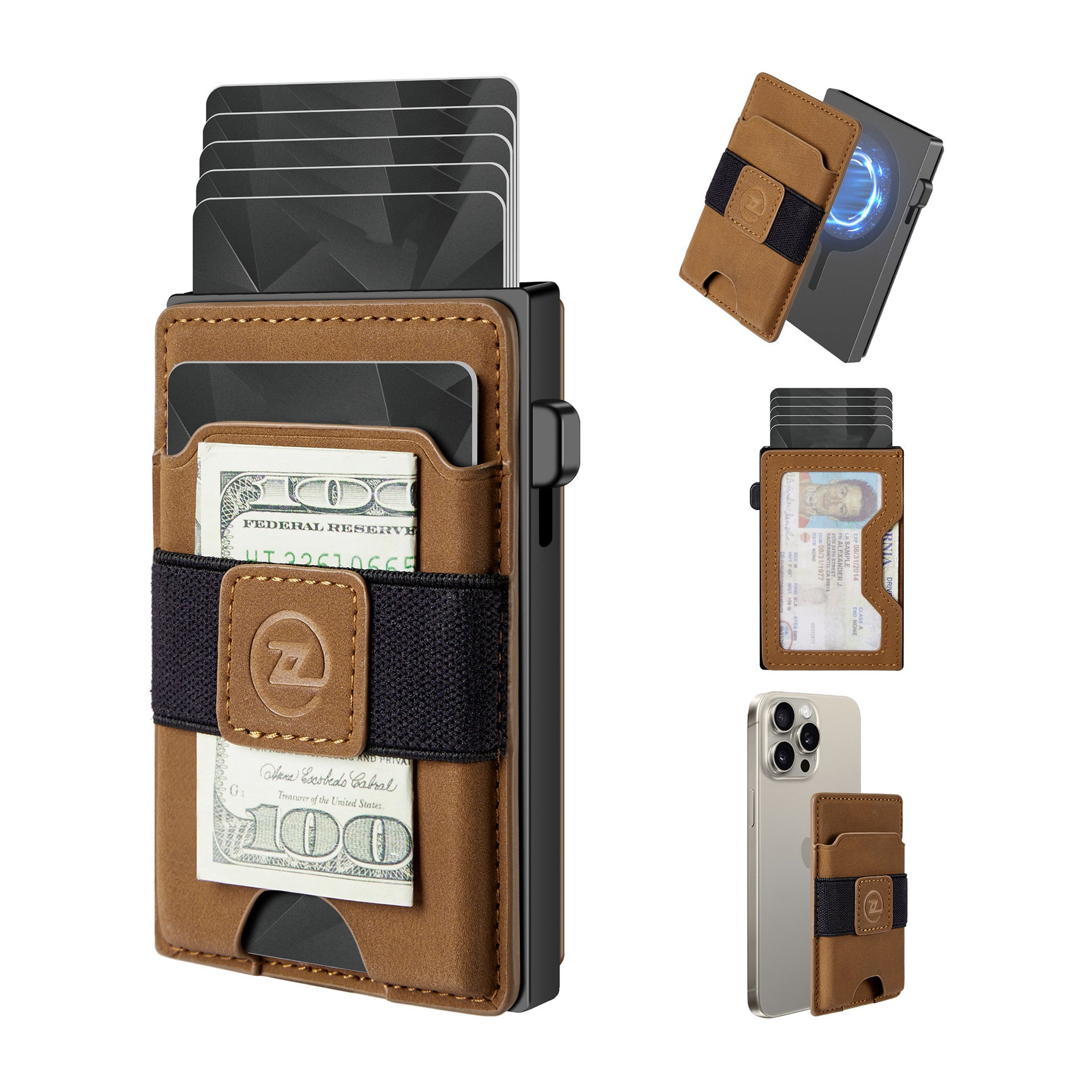 Two-in-one Magnetic Card Holder Automatic Cassette Multi-function Detachable Mobile Phone Cassette Wallet