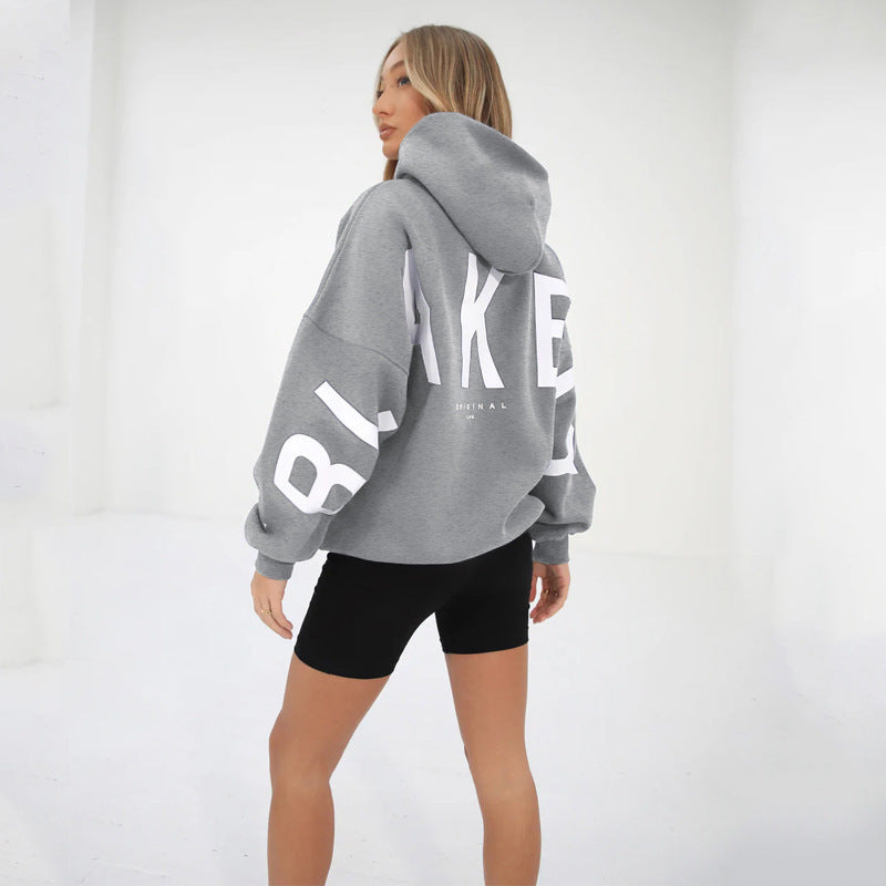 Fashionable Printed Thickened Versatile Long-Sleeve Loose-Fit Hoodie