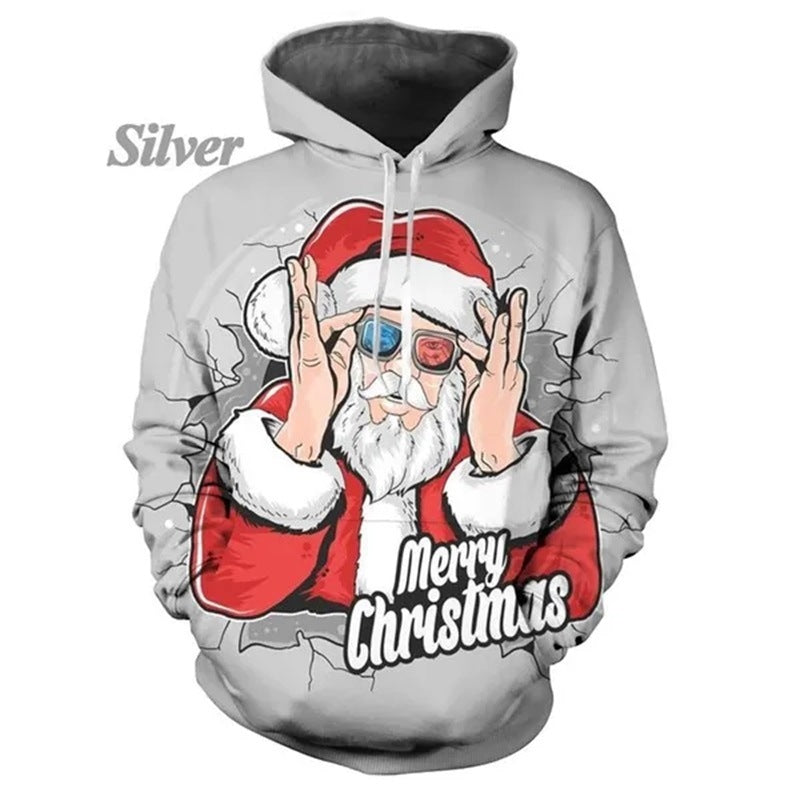 Men's Fashion Casual Printing Christmas Hoodie