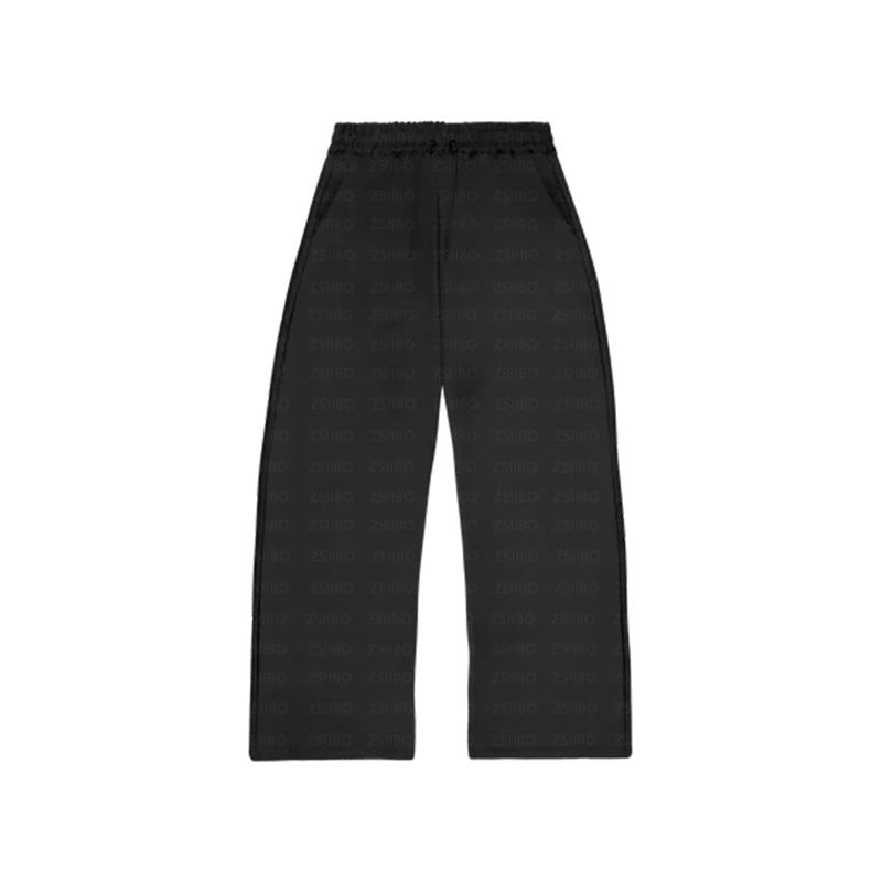 Casual Simple Couple Fashion Hoodie Solid Color Loose Sweater Sweatpants